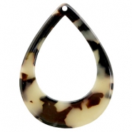 Pendenti in resina 45x34 mm a forma di goccia crema - nero