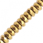 Perline di ematite sfaccettata rondella oro