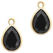 Pendenti di vetro Crystal Glass 11x7 mm a forma di goccia nero giaietto - oro