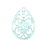Pendenti in resina 38x27 mm a forma di goccia in stile barocco blu acqua sbiancato