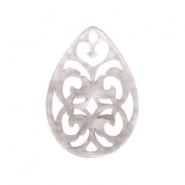Pendenti in resina 38x27 mm a forma di goccia in stile barocco grigio sabbia