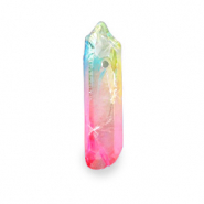 Pendente in pietra naturale Quarzo rosa arcobaleno AB