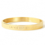 Bracciali in acciaio inossidabile con scritta 'la vie est belle' oro