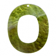 Pendenti in resina 48x40 mm ovale verde olivastro
