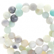 Perline in pietra naturale Calcedonio (Quarzo) 8mm opaca multicolore blu-grigio