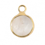 Ciondoli in pietra naturale 10mm bianco cristallo-oro
