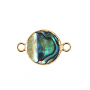 BQ Perle di acqua dolce distanziatore 10 mm rotondo oro-verde oceano
