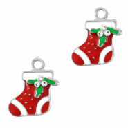 Ciondoli di metallo BQ calza di Natale argento-rosso
