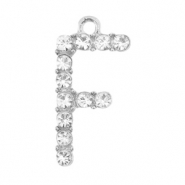 Ciondoli di metallo BQ lettera F con strass argento antico