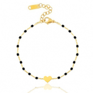 Bracciali in acciaio inossidabile cuore oro-nero