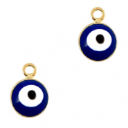 Ciondoli di metallo occhio di Allah 6mm oro-blu