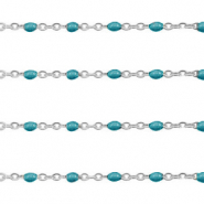 Componenti in acciaio inossidabile 1mm catena stile rosario blu pavone bellissimo-argento