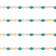 Componenti in acciaio inossidabile 1 mm catena stile rosario blu pavone bellissimo-oro