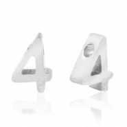 Perline in acciaio inossidabile con disegno numero 4 argento