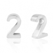 Perline in acciaio inossidabile con disegno numero 2 argento