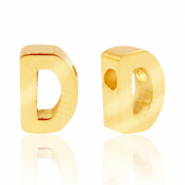 Perline in acciaio inossidabile con disegno lettera D oro