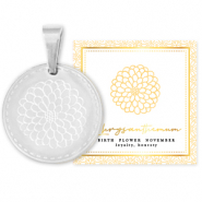 Mix & Match ciondoli in acciaio inossidabile 15 mm Birth flower November-Chrysant argento