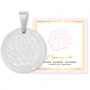 Mix & Match ciondoli in acciaio inossidabile 15 mm Birth flower October-Marigold argento