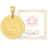 Mix & Match ciondoli in acciaio inossidabile 15 mm Birth flower July-Water lily oro