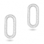 Distanziatore con zirconia ovale argento