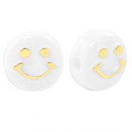 Perline alfabeto in acrilico smiley bianco-oro