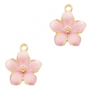 Ciondoli di metallo BQ a forma di fiore oro-rosa