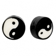 Perline di polimero Yin & Yang nero-bianco