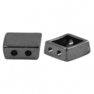 Perline di metallo DQ duo beads quadrato argento antracite (privo di nichel)