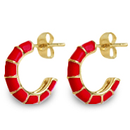 Orecchini alla moda a cercio smalto 16mm rosso-oro