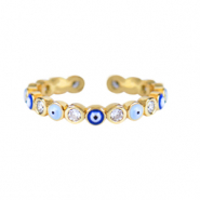 Anelli must-have smalto occhio di Allah blu-bianco-oro