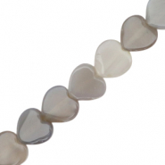 Perline in pietra naturale cuore grigio opale