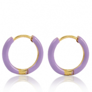 Orecchini in acciaio inossidabile a cerchio smalto 14mm viola lavanda-oro