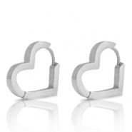 Orecchini in acciaio inossidabile cuore argento