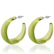 Orecchini alla moda a cerchio verde olivastro