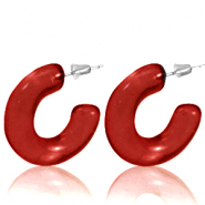 Orecchini alla moda a cerchio rosso rubino
