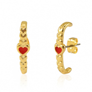 Componenti di metallo DQ orecchini cuore oro-rosso (privo di nichel)