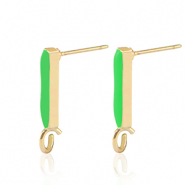 Componenti di metallo DQ orecchini barra oro-verde neon (privo di nichel)