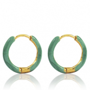Orecchini in acciaio inossidabile a cerchio smalto 17mm verde persa-oro