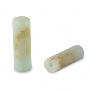 Perline in pietra naturale quarzite tubo turchese tenue-marrone