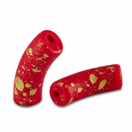 Perline in acrilico tubo opaca rosso-oro