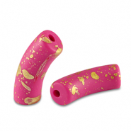 Perline in acrilico tubo opaca osa fucsia-oro