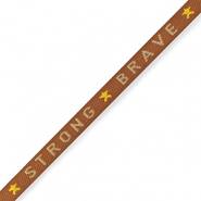 Nastro con testo "strong brave" arancione ruggine