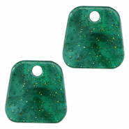 Pendenti in resina trapezio glitterato multicolore verde