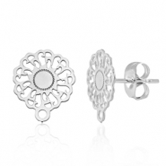 Componenti in acciaio inossidabile orecchini 14mm fiore con anellino argento