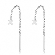 Orecchini in acciaio inossidabile fiori argento