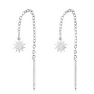 Orecchini in acciaio inossidabile sole argento