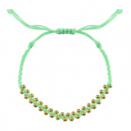 Braccialetti alla moda perline in acciaio inossidabile verde menta-oro