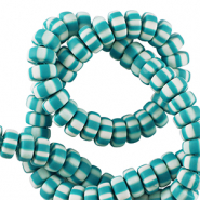 Perline di polimero rondella 7mm bianco-blu turchese baltico