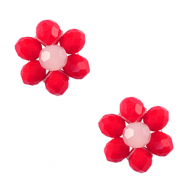Ciondoli sfaccettati fiore rosso-rosa