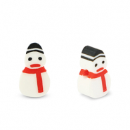 Perline di polimero pupazzo di neve bianco-rosso-nero